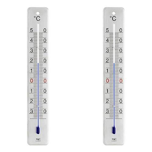 TFA Dostmann Analoges Innen-Außen-Thermometer, Edelstahl gebürstet, L45 x B9 x H280 mm (Packung mit 2) von TFA Dostmann
