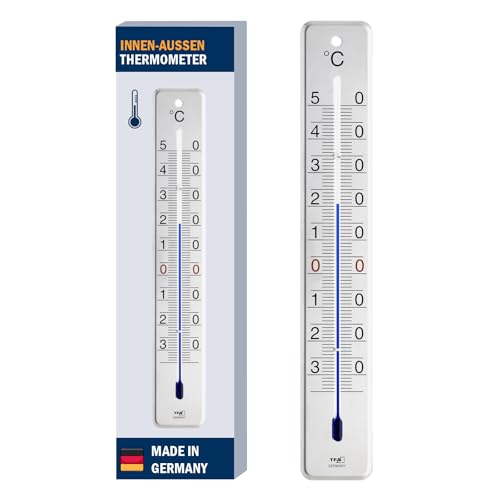 TFA Dostmann Analoges Innen-Außen-Thermometer, 12.2046, wetterfest, aus Edelstahl, zur Temperaturkontrolle, 28cm hoch, Temperatur messen, glänzend von TFA Dostmann
