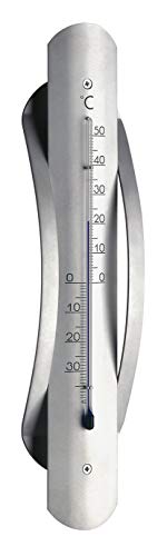 TFA Dostmann Analoges Innen-Außen-Thermometer, wetterfest, aus Aluminium, Silber, L 67 x B 24 x H 290 mm von TFA Dostmann