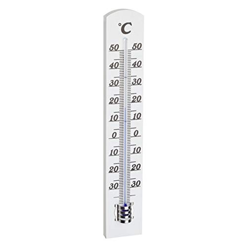 TFA Dostmann Analoges Innenthermometer, 12.1003.09, Raumthermometer, hohe Genauigkeit, aus Buchenholz, weiß, (L) 31 x (B) 16 x (H) 180 mm von TFA Dostmann