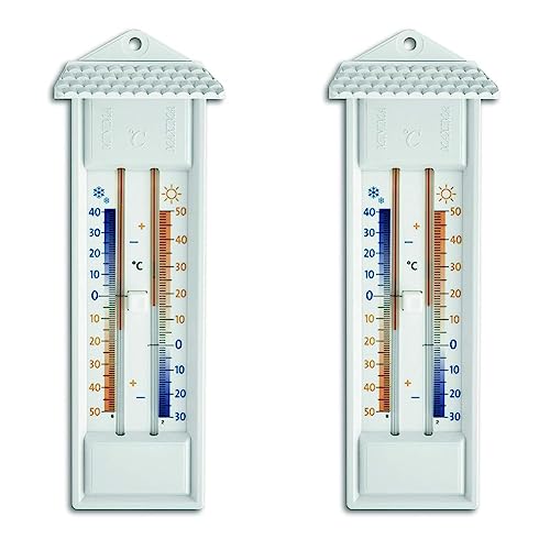 TFA Dostmann Analoges Maxima-Minima-Thermometer, geeignet für innen und außen, wetterfest, L 80 x B 32 x H 232 mm (Packung mit 2) von TFA Dostmann