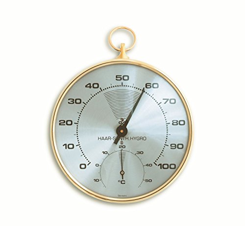 TFA Dostmann Analoges Thermo-Hygrometer, mit Messingring, gesundes Raumklima von TFA Dostmann