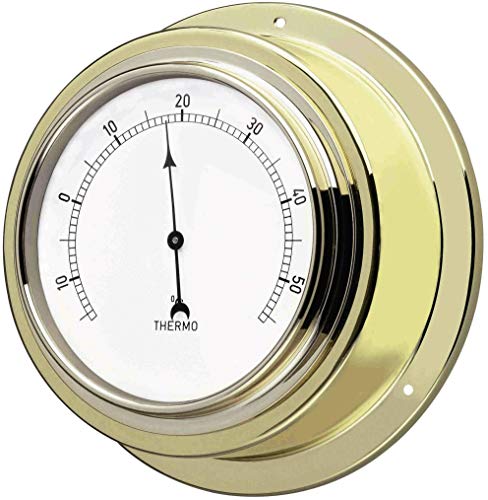 TFA Dostmann Analoges Thermomter Maritim, 19.2015, aus Messing, Kontrolle der Raumtemperatur, goldfarbend, L 140 x B 56 x H 140 mm von TFA Dostmann