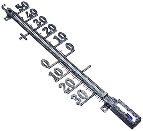 TFA Dostmann Analoges Außenthermometer, 12.5002.50, wetterfest, Außentemperatur, Altzinn,L 100 x B 27 x H 410 mm von TFA Dostmann