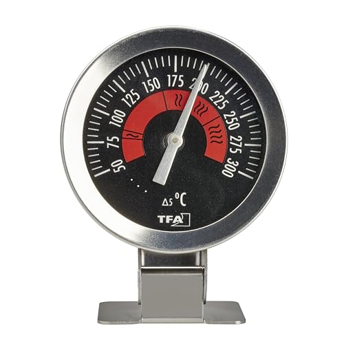 TFA Dostmann Backofenthermometer analog 14.1030.60 zur Temperaturüberwachung des Backofen aus Edelstahl zum Hängen oder Stellen bis 300Degree C Silber von TFA Dostmann