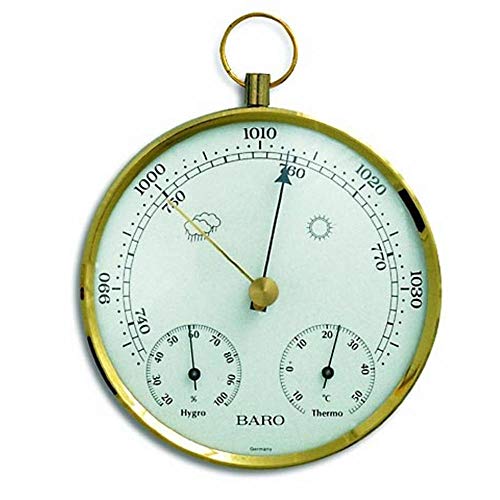 TFA Dostmann Analoge Wetterstation, mit Metallring, Barometer, Thermometer, Hygrometer, Gold, L 136 x B 43 x H 147 mm von TFA Dostmann