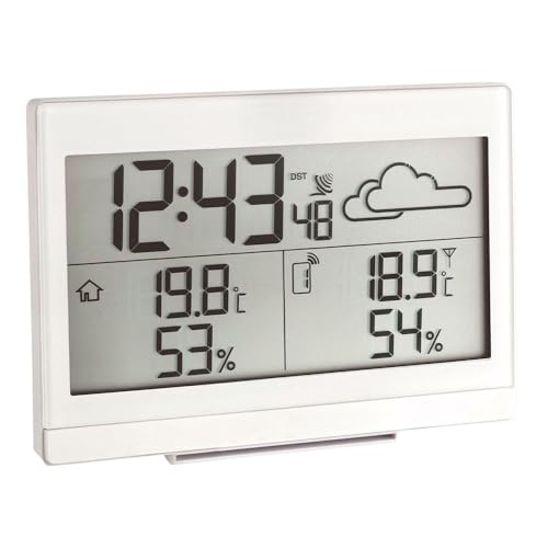 TFA Dostmann Casa Funk-Wetterstation, Wettervorhersage, Außentemperatur, Innentemperatur, Luftfeuchtigkeit, mit Funkuhr, L 141 x B 48 x H 100 mm von TFA Dostmann