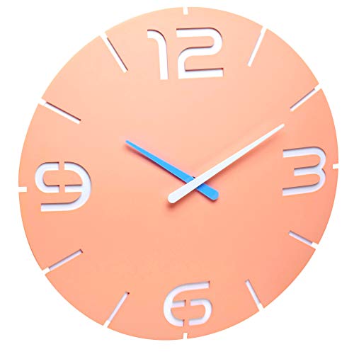 TFA Dostmann Contour Design Funk-Wanduhr, Funkuhr, Desinguhr, pink-apricot, 60.3536.16, Ø 350 x H 35 mm von TFA Dostmann