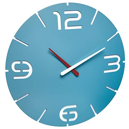 TFA Dostmann Contour Design-Wanduhr, 350 x (H) 35 mm, kunststoff, meerblau/weiß, 60.3047.14, Meerblau / Weiß, Ø 350 x H 35 mm von TFA Dostmann