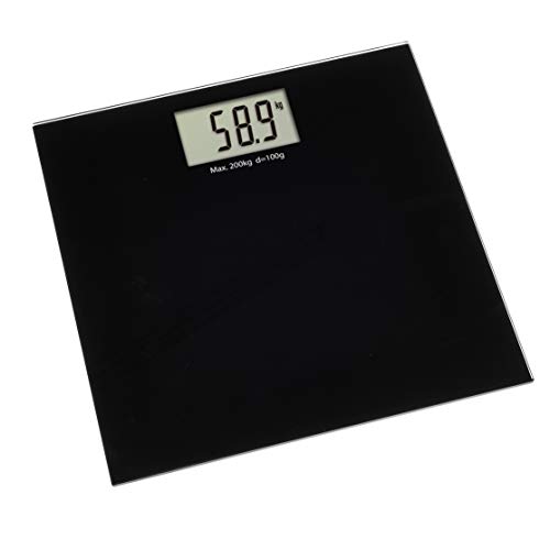 TFA Dostmann Digitale Waage Step Plus, 50.1015.01, Personenwaage, bis 200kg, schlichtes Design, aus Kunststoff, Badezimmer, Schlafzimmer, Trittfläche aus gehärtetem Glas, 32 x 32 cm, schwarz von TFA Dostmann