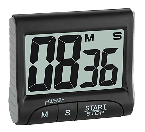 TFA Dostmann Digitaler Timer und Stoppuhr, 38.2021.01, Multifunktionstimer, Countdown-Uhr bis 99min/59s, elektronische Eieruhr, mit Display, Memory-Funktion, große Ziffern, mit Magnet/Ständer, schwarz von TFA Dostmann