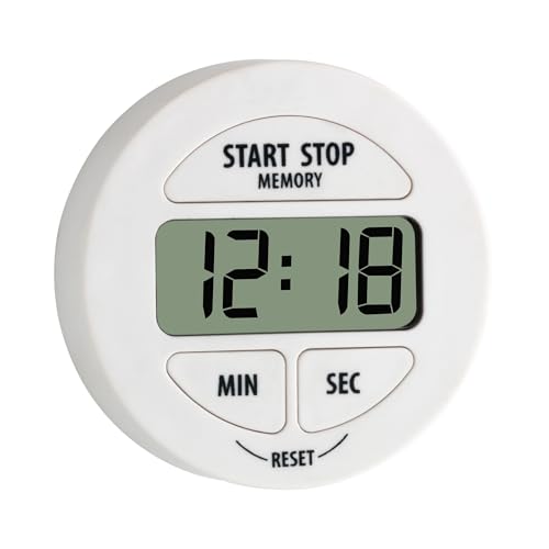 TFA Dostmann Digitaler Timer und Stoppuhr, 38.2022.02, klein und handlich, magnetisch, mit Memory-Funktion, weiß, Kunststoff, L 55 x B 17 x H 55 mm von TFA Dostmann