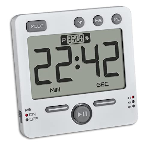 TFA Dostmann Digitaler Timer und Stoppuhr 99HOURS, 38.2049.02, 3 Lautstärken, Küchentimer, Magentisch, mit LED-Warnlicht, Memory-Funktion, weiß, (L) 79 x (B) 21,5 (44) x (H) 79 mm von TFA Dostmann