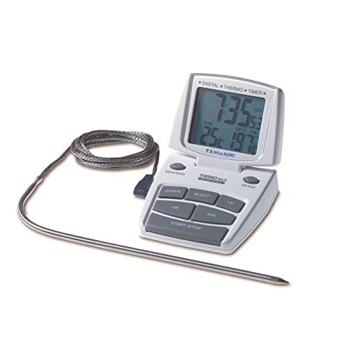 TFA Dostmann Digitales Bratenthermometer, 14.1500, Temperaturmessung bei Lebensmittel, mit Alarmwerten, Einstichfühler aus Edelstahl, für den Backofen, (L) 68 x (B) 22 (76) x (H) 121 (70) mm von TFA Dostmann