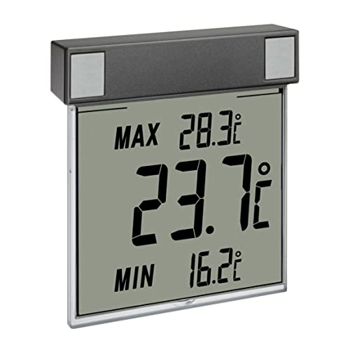 TFA Dostmann Digitales Fenster Thermometer, 30.1025.10, zur Ermittlung der Außentemperatur, einfache Befestigung, Amazon Exklusiv, anthrazit von TFA Dostmann