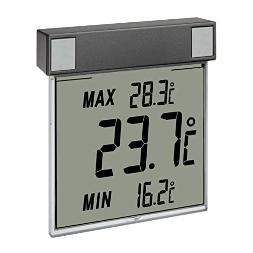 TFA Dostmann Digitales Fenster Thermometer, 30.1025.10, zur Ermittlung der Außentemperatur, einfache Befestigung, Amazon Exklusiv, Anthrazit von TFA Dostmann