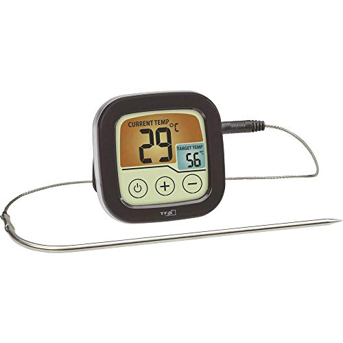 TFA Dostmann Digitales Grill- und Bratenthermometer, 14.1509.01, BBQ Thermometer, zum Grillen & im Backofen, mit farbigem Touchdisplay, Kunststoff, schwarz, (L) 72 x (B) 25 (49) x (H) 72 mm von TFA Dostmann