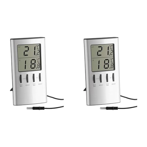 TFA Dostmann Digitales Innen-Außen-Thermometer, Außentemperatur, Innentemperatur, ideal auch für Gefriergerät/Aquarium, L 64 x B 22 (77) x H 120 mm (Packung mit 2) von TFA Dostmann