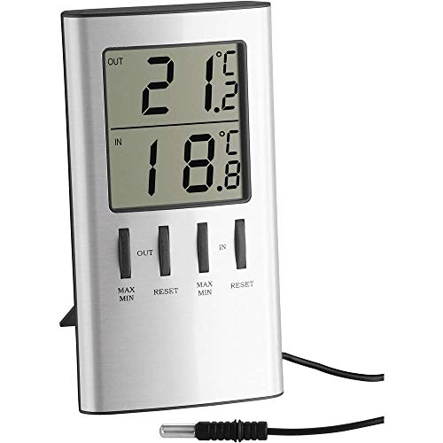 TFA Dostmann Digitales Innen-Außen-Thermometer, Außentemperatur, Innentemperatur, ideal auch für Gefriergerät/Aquarium, L 64 x B 22 (77) x H 120 mm von TFA Dostmann