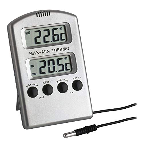 TFA Dostmann Digitales Innen-Außen-Thermometer, Höchst-und Tiefstwerte, Überwachung von Gefriergerät/Aquarium, (L) 67 x (B) 20 (50) x (H) 104 mm von TFA Dostmann