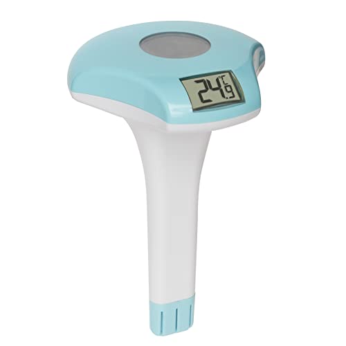 TFA Dostmann Digitales Solar Poolthermometer 30.2033.20, Befestigungsleine 1 m, IPX8 wasserdicht, ohne Batterie, Messbereich ‑20 bis +50 °C, genau, Ideal für Pool, Teich, Schwimmbad, weiß/türkis von TFA Dostmann