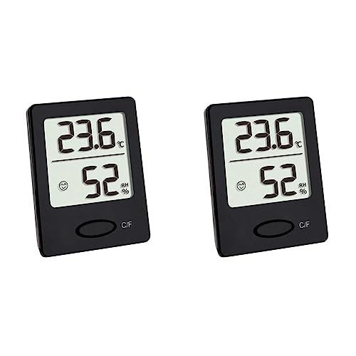 TFA Dostmann Digitales Thermo-Hygrometer, Hygrometer digital für innen, zur Feuchtigkeits Messung, mit Komfortzonen, L 46 x B 18 (34) x H 59 mm (Packung mit 2) von TFA Dostmann