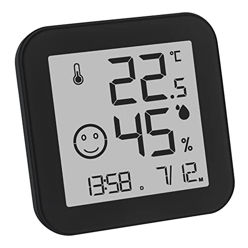 TFA Dostmann Digitales Thermo-Hygrometer Black & White, 30.5054.01, E-Ink Display, Innentemperatur, Luftfeuchtigkeit, Max Min Werte, Uhrzeit und Datum, schwarz von TFA Dostmann