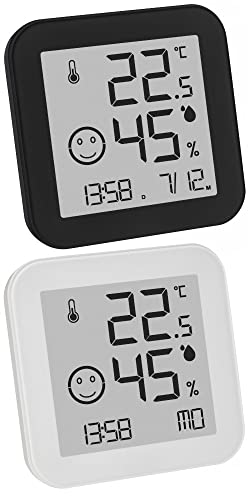 TFA-Dostmann Digitales Thermo-Hygrometer mit Komfortzone Black & White TFA 30.5054 E-Ink Display – Kontraststark und blendfrei (2er Set schwarz + weiss) von TFA Dostmann