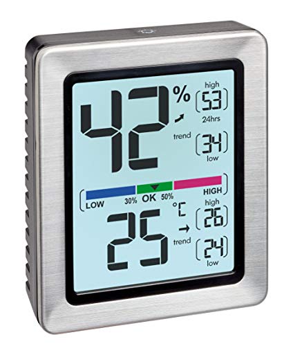 TFA Dostmann EXACTO Digitales Thermo-Hygrometer, 30.5047.54, Luftfeuchtigkeit, Temperatur, gesundes Wohnklima, besonders genau mit Präzisionssensor, L 74 x B 26 (48) x H 90 mm von TFA Dostmann