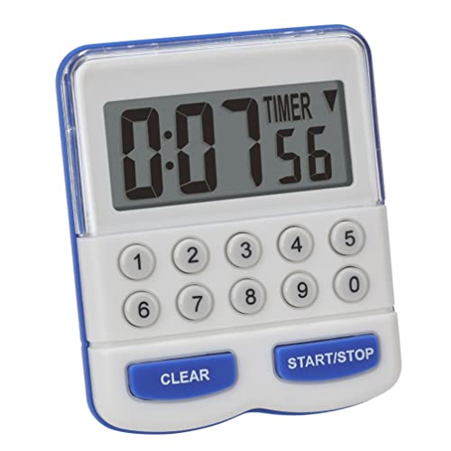 TFA Dostmann Elektronischer Timer und Stoppuhr, 38.2010, Kurzzeitmesser digital, Küchentimer, weiß/blau, L 64 x B 25 (40) x H 76 mm von TFA Dostmann