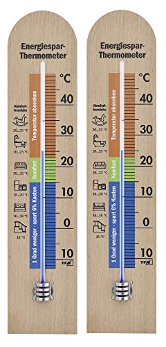 TFA Dostmann Energiespar-Thermometer, 12.1055.05, Innenthermometer, mit Energiespar Tipps, Komfortbereich, Temperaturüberwachung, Buche (2) von TFA Dostmann