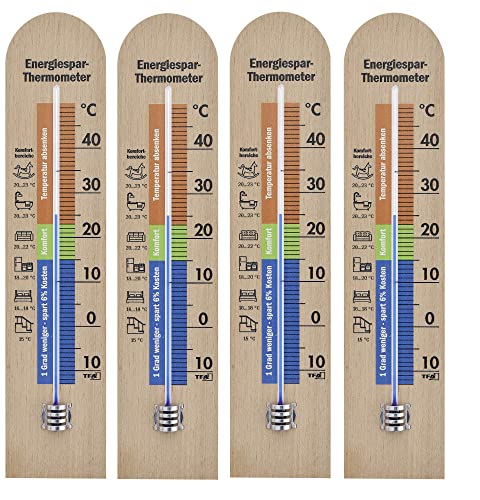 TFA Dostmann Energiespar-Thermometer, 12.1055.05, Innenthermometer, mit Energiespar Tipps, Komfortbereich, Temperaturüberwachung, Buche (4) von TFA Dostmann