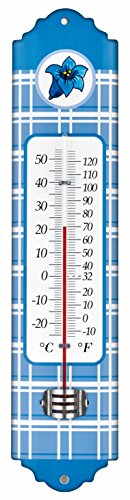 TFA Dostmann Enzian Motiv Innen- und Außenthermometer aus Metall Blau, ((L) 66 x (B) 13 x (H) 295 mm von TFA Dostmann