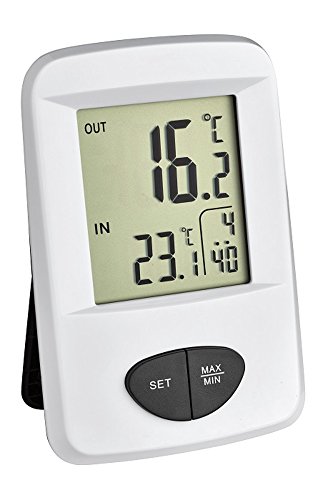 TFA Dostmann Base Funk-Thermometer, Außentemperatur, Innentemperatur, Höchst-und Tiefstwerte, Uhrzeit von TFA Dostmann