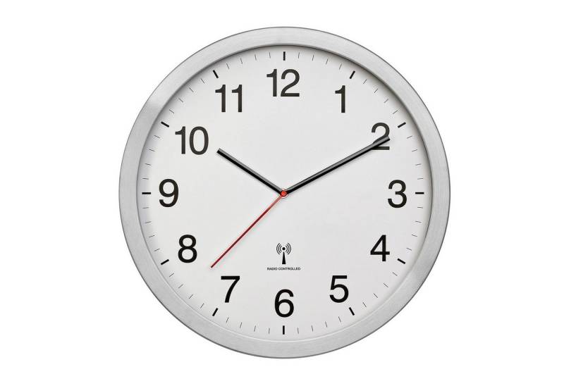TFA Dostmann Funkwanduhr Funk-Wanduhr mit Metallrahmen in XL-Größe, weißes Zifferblatt von TFA Dostmann