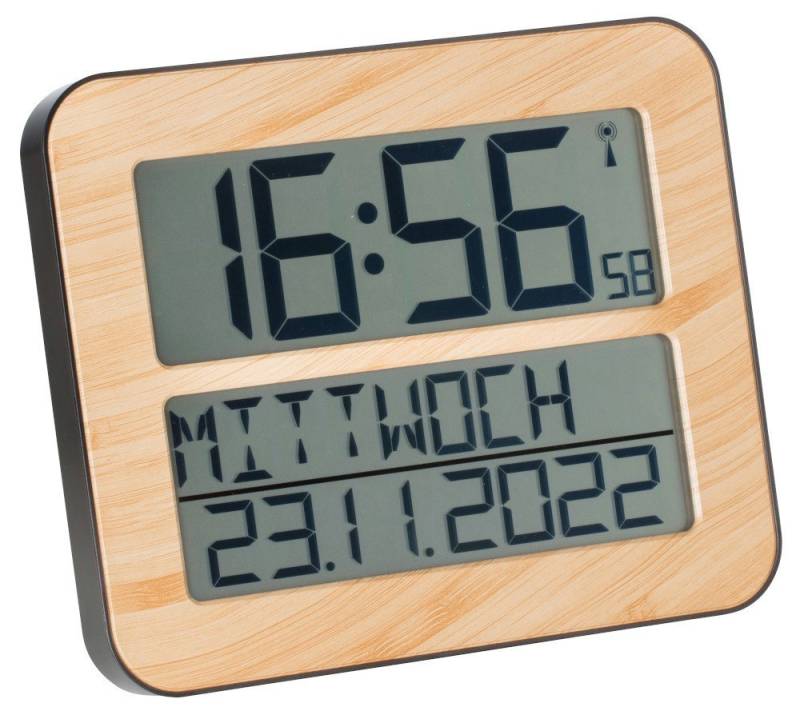 TFA Dostmann Funkwanduhr TimeLine Max TFA 60.4512 digitale Wanduhr in Holz-Optik von TFA Dostmann