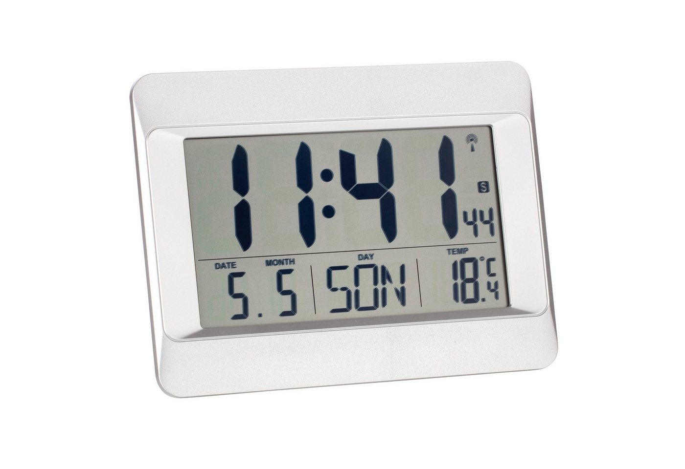 TFA Dostmann Funkwanduhr digitale Wanduhr TFA 60.4519 mit Datum, Wochentag und Innentemperatur von TFA Dostmann