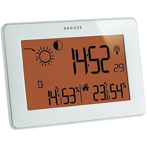 TFA Dostmann Slim Touch Funk-Wetterstation, Wettervorhersage, Raumklima, Außentemperatur, Luftfeuchtigkeit, Funkuhr, Mondphase, Touchscreen, (L) 145 x (B) 23 (55) x (H) 103 mm von TFA Dostmann