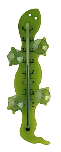 TFA Dostmann Gecko analoges Fensterthermometer, Außentemperatur, Montage mit Saugnäpfen, Gecko-Design, L 71 x B 12 x H 220 mm von TFA Dostmann