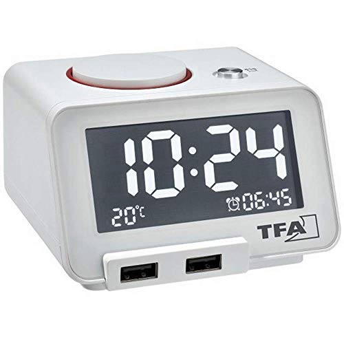 TFA Dostmann HOMTIME Digitalwecker mit USB Ladefunktion, Kunststoff, weiß, (L) 103 x (B) 90 x (H) 66 mm TFA Dostmann HOMTIME Digitalwecker mit USB Ladefunktion, Kunststoff, weiß, (L) 103 x (B) 90 x (H) 66 mm von TFA Dostmann