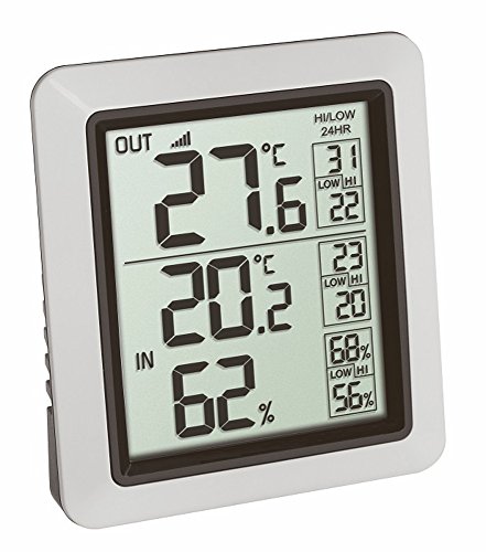 TFA Dostmann INFO Funk-Thermometer inkl. Außensender, 30.3065.02, zur Ermittlung der Innen- & Außentemperatur, permanente Max.-Min.-Anzeige, Raumklimakontrolle, Luftfeuchtigkeitsmesser, weiß von TFA Dostmann