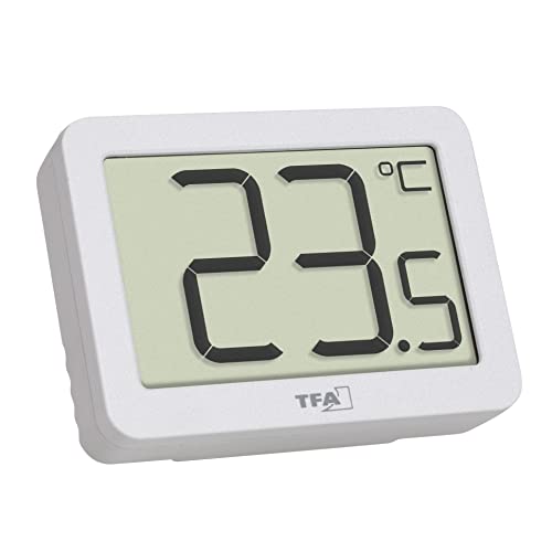 TFA Dostmann Innenthermometer digital, 30.1065.02, Raumtemperatur überwachen, Mini Thermometer, klein, weiß, (L) 55 x (B) 15 (28) x (H) 40 mm von TFA Dostmann