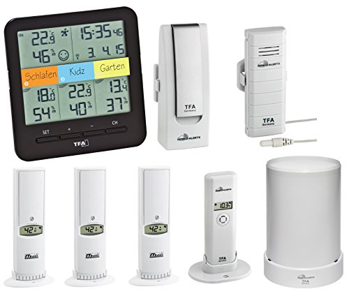 TFA Dostmann KlimaHome Profi TFA 30.3060 Funk-Thermo/Hygro-Station incl. WeatherHub SmartHome System, Regenmesser und Zusatzsender (schwarz) von TFA Dostmann
