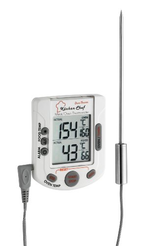 TFA Dostmann Küchen-Chef Duo-Therm Digitales Grill-Braten-/Ofenthermometer, Kerntemperaturkontrolle, Fleischthermometer, Temperaturfühler, Timer, Temperaturvorgabe,L 72 x B 24 x H 87 mm von TFA Dostmann