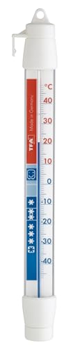 TFA Dostmann Kühlthermometer analog, 14.4003.02.01.40, gemäß EN13485, hohe Genauigkeit, für Kühltruhen, Gefrierschränke, Temperatur messen, weiß von TFA Dostmann