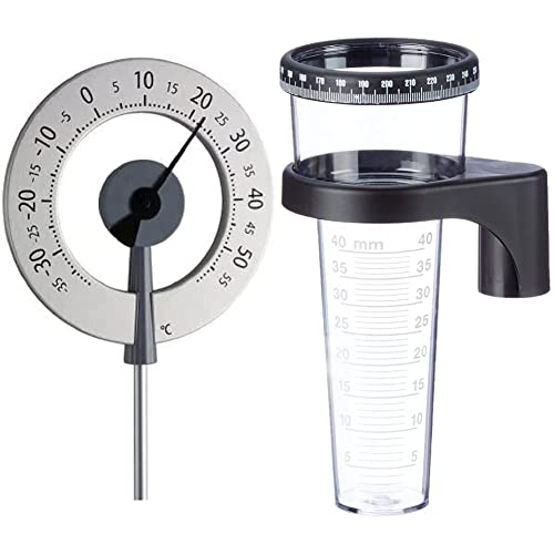 TFA Dostmann Lollipop analoges Design-Gartenthermometer, 12.2055.10, wetterfest, mit großen Ziffern & 471001 Regenmesser, schwarz TFA Dostmann Lollipop analoges Design-Gartenthermometer, 12.2055.10, wetterfest, mit großen Ziffern & 471001 Regenmesser, schwarz von TFA Dostmann