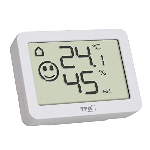 TFA Dostmann Mini Hygrometer digital, 30.5055.02, Innentemperatur und Luftfeuchtigkeit, zur Raumklimaüberwachung, weiß von TFA Dostmann