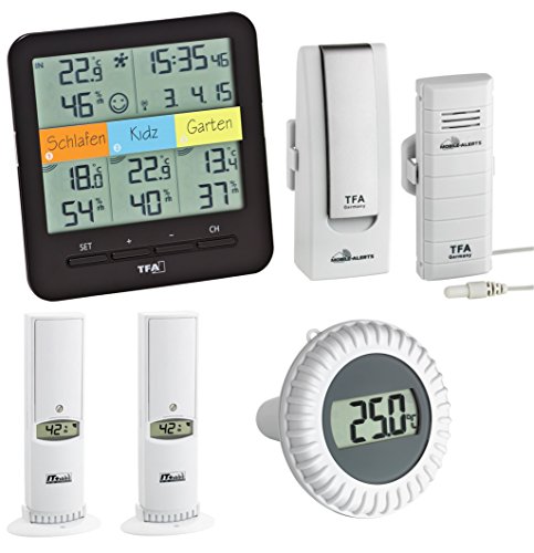 TFA Dostmann Pool-Klima@Home TFA 30.3060.Pool Funk-Thermo/Hygro-Station mit Schwimmsender (schwarz) von TFA Dostmann