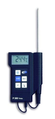 TFA Dostmann Profi-Digitalthermometer P300, 31.1020, mit Einstichfühler, großes beleuchtetes Display, Hold-, Max.-Min Funktion, gemäß HACCP + EN13485, schwarz von TFA Dostmann