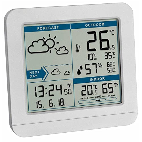 TFA Dostmann SKY Funk-Wetterstation, 35.1152.02,Wetterstation Funk mit Außensensor, Wettervorhersage, Funkuhr, innen und außen, L 123 x B 52 x H 117 mm von TFA Dostmann